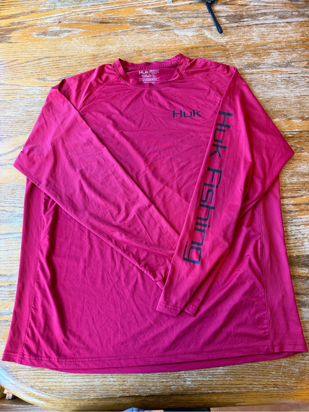 Huk Men's Long Sleeve Performance Shirt - Burgundy with Black Logo on back